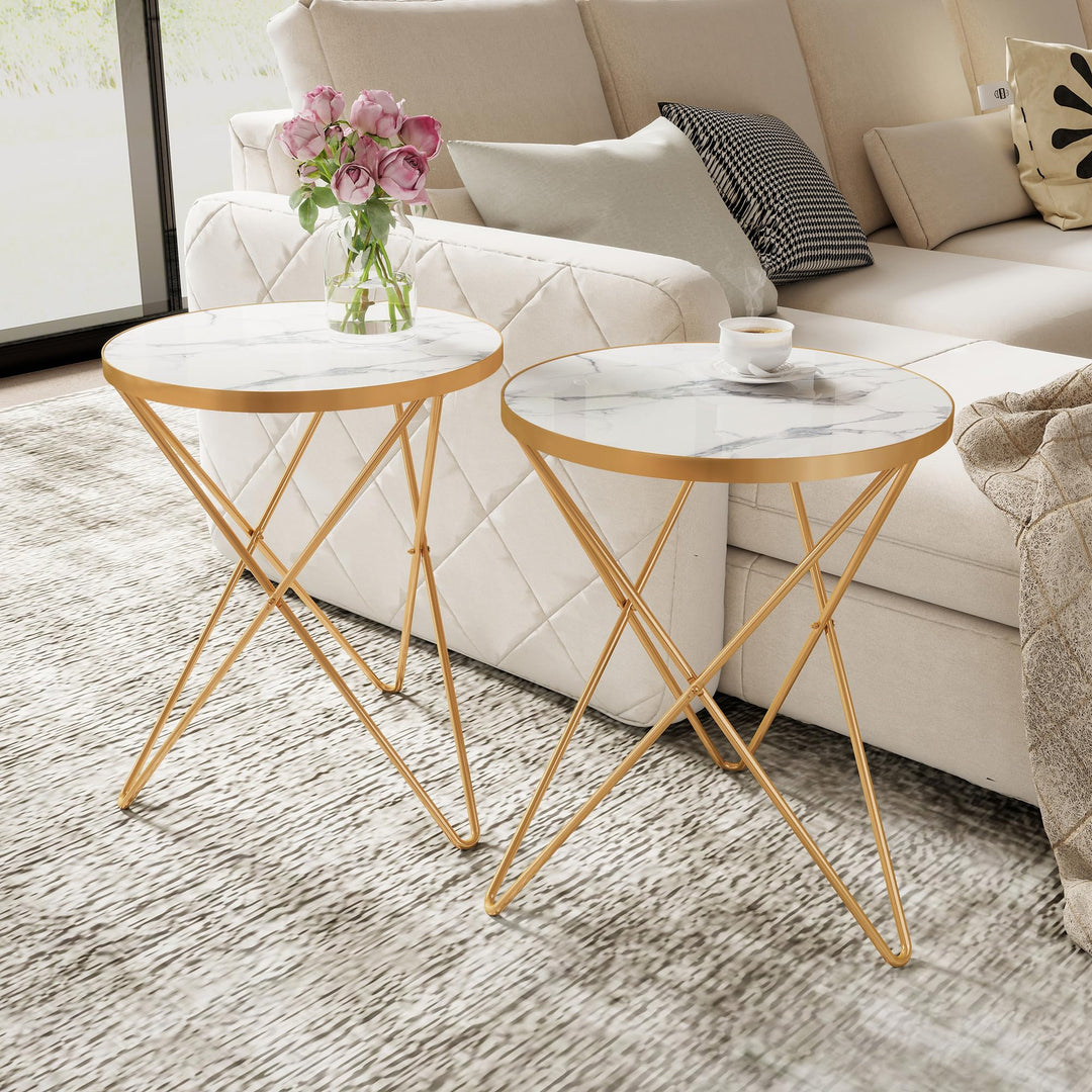 HOLTICO Couchtisch, Beistelltisch rund, Wohnzimmertisch, Kleiner Tisch, Sofatisch für Wohnzimmer, We