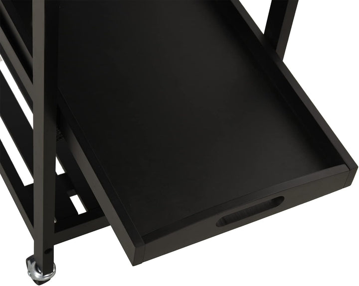 HOMCOM Servierwagen Küchenwagen Rolltisch mit Flaschenregal 60L x 40l x 85H cm Edelstahlplatte. Schw