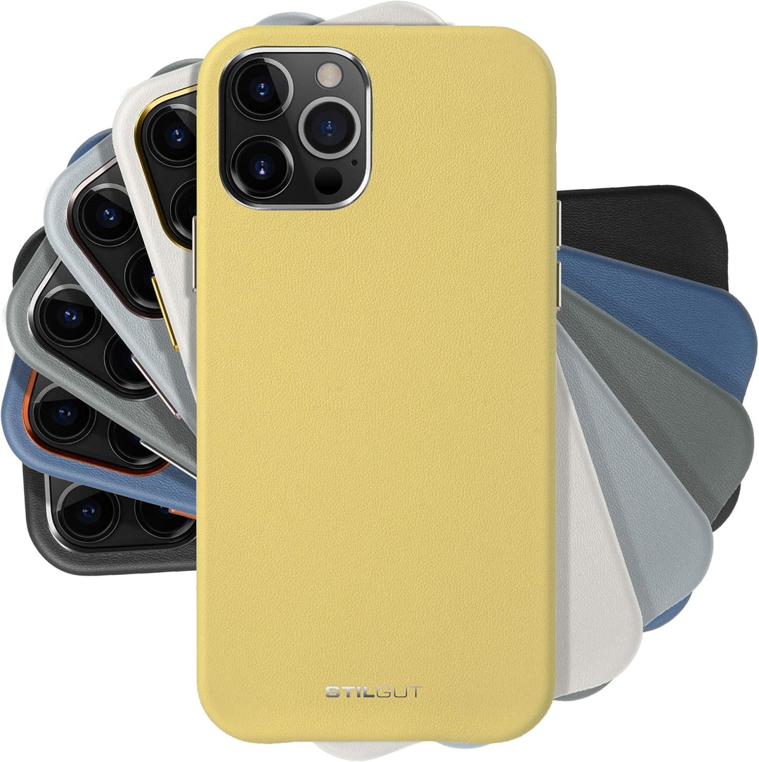STILGUT Cover kompatibel mit iPhone 12 Pro Max Case aus Leder, Lederhülle, Hülle aus Leder, Ledercas