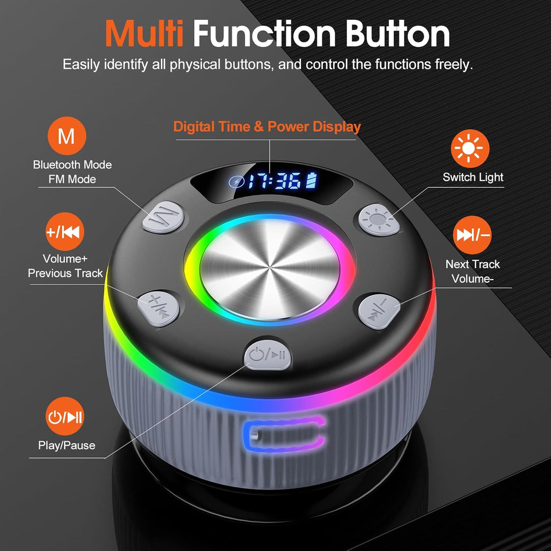 PRSCFUM Bluetooth Lautsprecher, Musikbox Bluetooth, Bluetooth 5.3 Box, IP7 wasserdichte Klein Lautsp