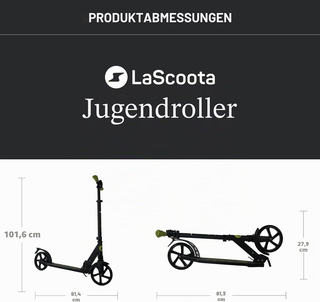 Lascoota Roller für Kinder ab 8 Jahren- Tretroller Erwachsene – Klappbar & Höhenverstellbar – Federu