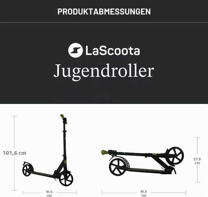 Lascoota Roller für Kinder ab 8 Jahren- Tretroller Erwachsene – Klappbar & Höhenverstellbar – Federu
