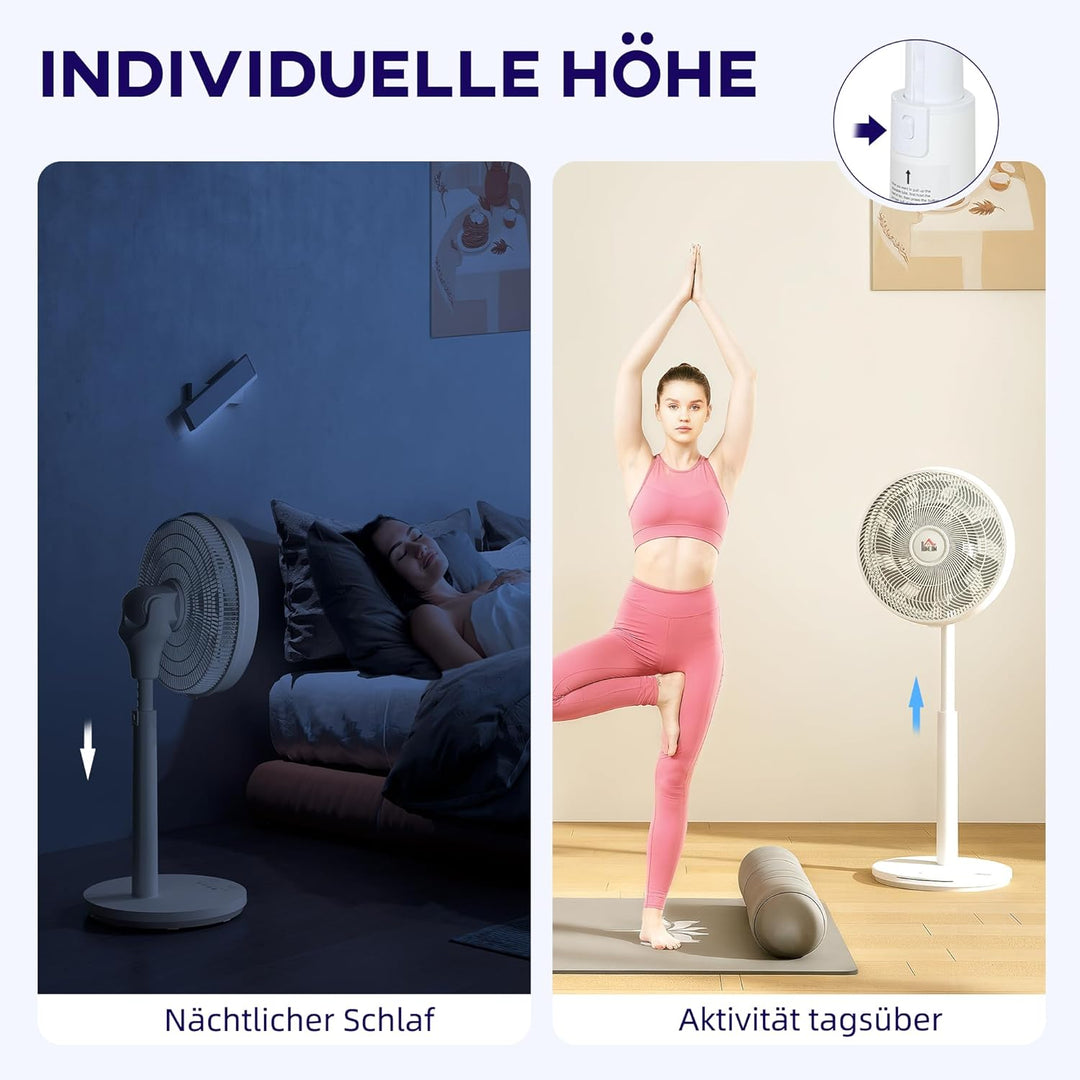 HOMCOM Standventilator leise mit Fernbedienung, Ventilator mit 12 Geschwindigkeitsstufen, Timer, Nei