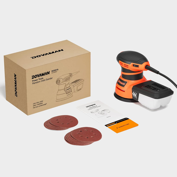 DOVAMAN ROS01A Exzenterschleifer 350W, 6-stufige Drehzahlregelung bis 13.000 U/min, 125mm Schleifmas