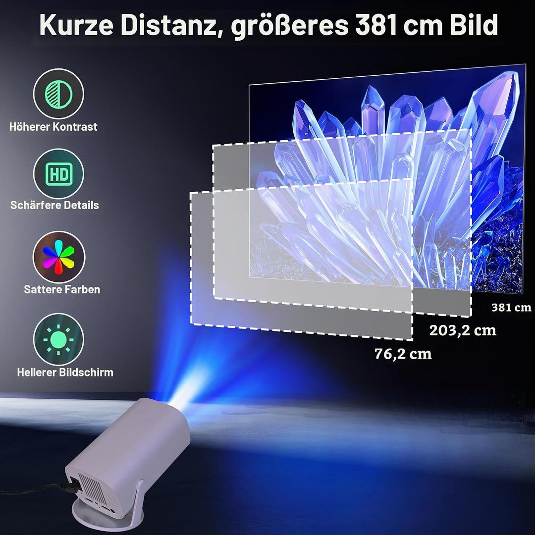 Projector 4K Projektor Mini Beamer Smart Klein Portable für Handy Bluetooth mit Android 11.0 OS, WiF