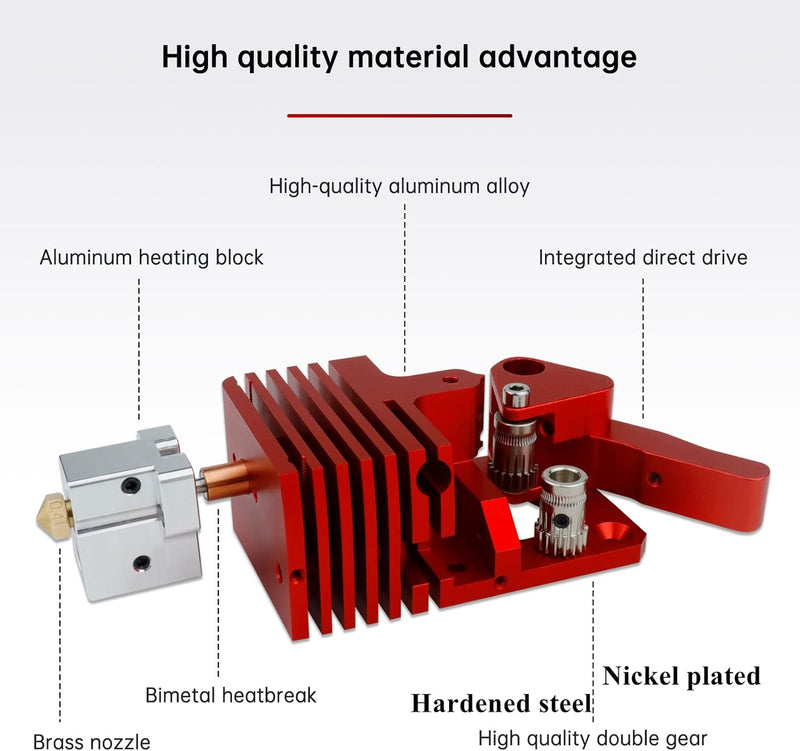 Upgrade Volcano Bimetal Heatbreak High Speed Ender 3 Direct Drive Extruder Dual gehärteter Stahl Gea