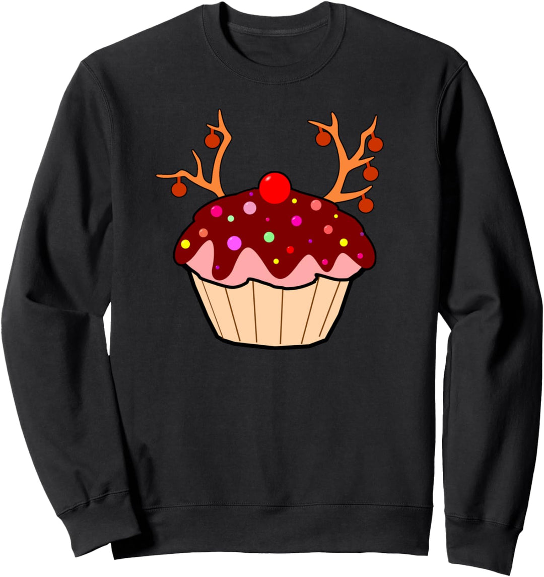 Cute Christmas Cupcake Reindeer Funny Baking Xmas Party Gift Sweatshirt