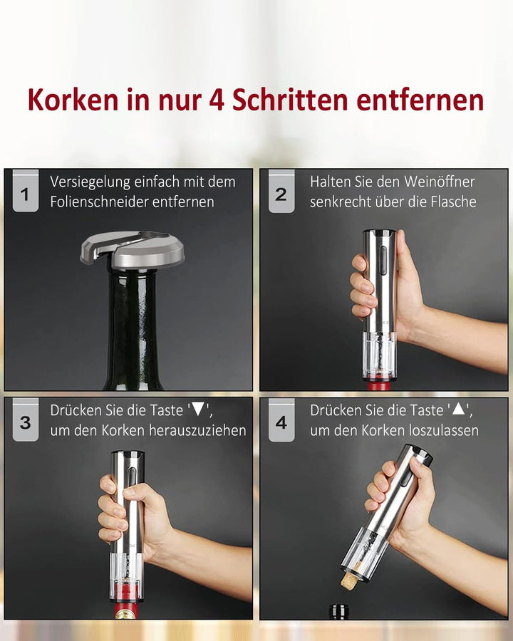 CIRCLE JOY Elektrischer Korkenzieher, wiederaufladbarer elektrischer Weinöffner, Wein-Geschenkset mi