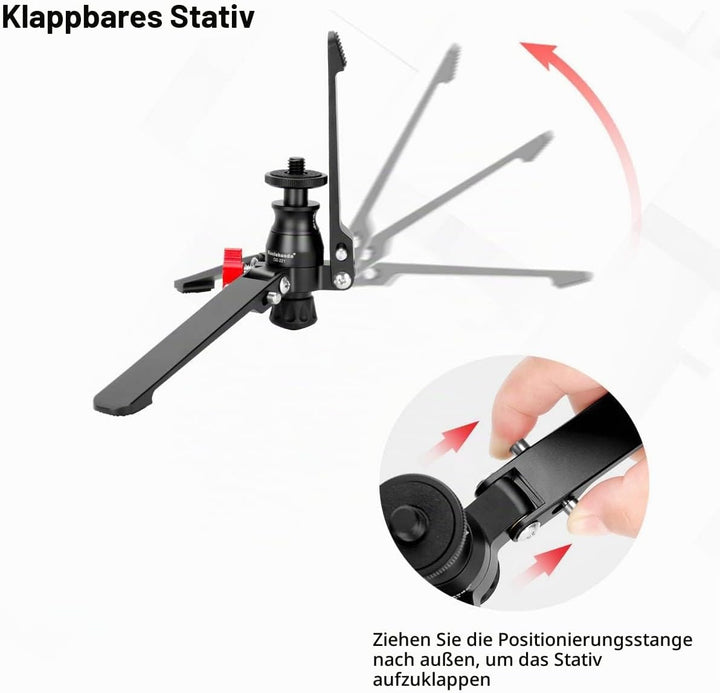 Koolehaoda Mini Stativ Desktop Stativ Universelle 3 Fuss Einbeinstativ-Stützbasis Ständer Einbeinsta