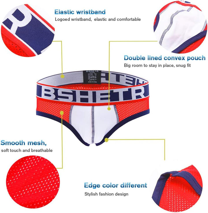 BSHETR Herren-Unterwäsche, Unterhosen Männer Slips, 3er-Pack, 5er-Pack, Netzstoff, niedrige Taille,
