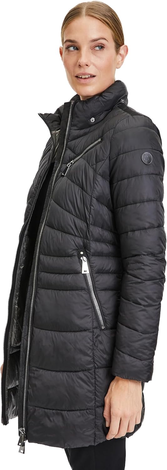 Gil Bret Damen Steppmantel mit Abnehmbarer Kapuze 36 Jet Black, 36 Jet Black