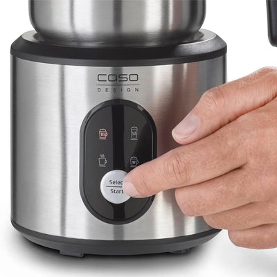 CASO Crema & Choco Inox, Milchaufschäumer für Kuhmilch und Pflanzenmilch, Kalter Milchschaum, Heisse