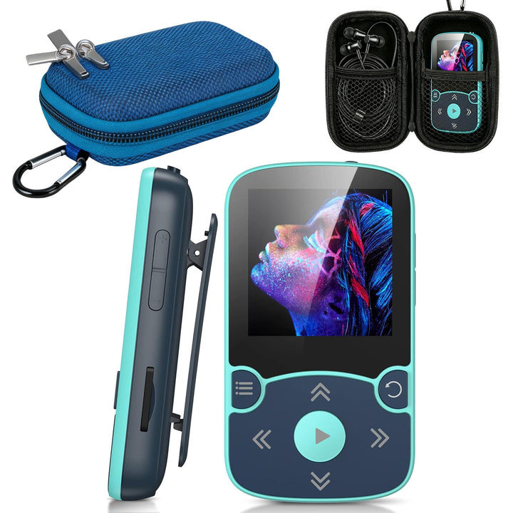 AGPTEK MP3 Player & Schutzhülle Bluetooth 5.3 Sport 64GB mit 1,5 Zoll TFT Farbbildschirm, Mini Musik