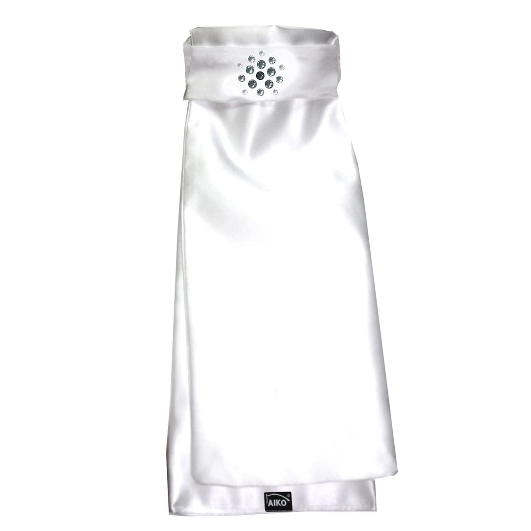 AIKO Plastron - Satin - Weiss/schwarz - Flower Crystal - Rhinestones