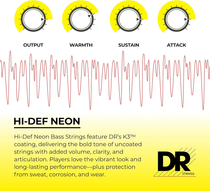 DR Strings HI-DEF Neon Bassgitarren-Saiten (NYB5-45)