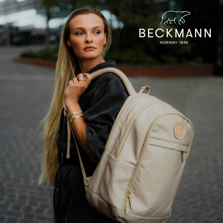 Beckmann, Rucksack Urban, für Schule Uni Arbeit Freizeit, mit extra Laptopraum, 30L Beige, Beige