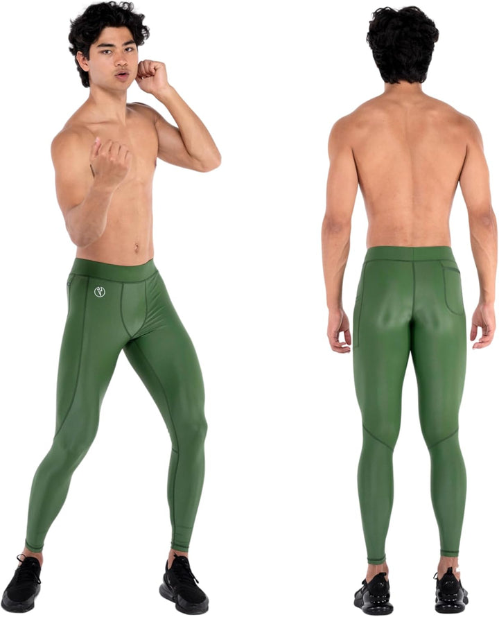 Kapow Meggings: Glänzende, Lange Herren Performance Leggings mit Kompression für Sport wie Fitness,