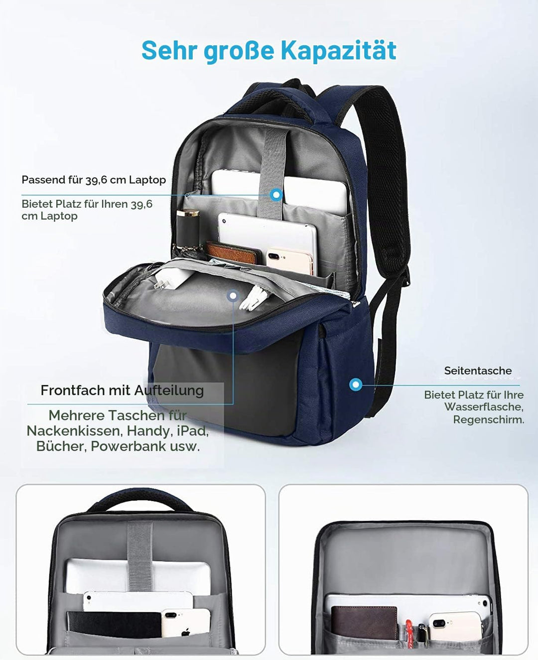 HOMIEE Rucksack Herren Laptop Rucksack Damen Wasserdicht Backpack Uni Tagesrucksack Laptoprucksack A