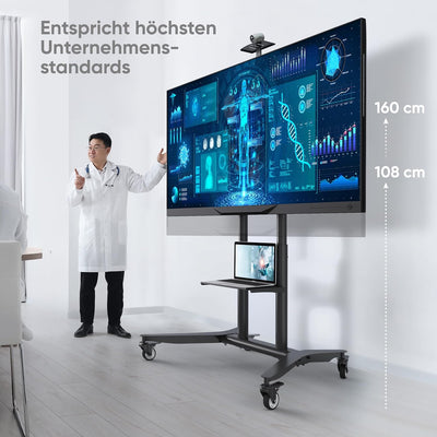 ONKRON TV Ständer rollbar für 55-90 Zoll TVs bis zu 75 kg, Fernsehständer höhenverstellbar 200x200-8