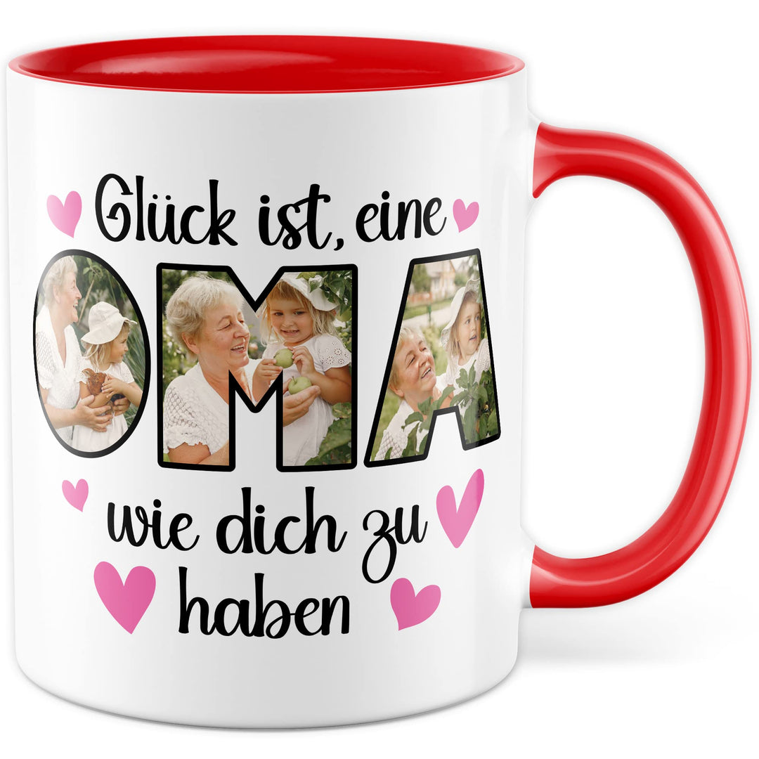 Oma Tasse personalisliert mit Bild, Glück ist eine Oma wie dich zu haben, Geschenk personalisierbar