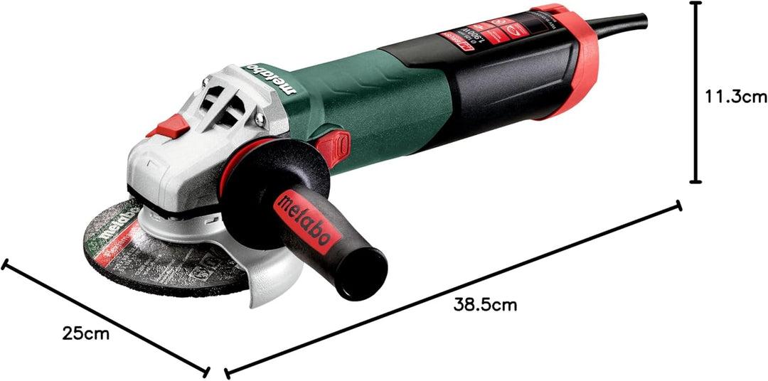 metabo Winkelschleifer WEV 19-125 Q M-Brush - 1900 W, 125 mm Scheiben-Ø, 11.000 U/min - Mit Drehzahl