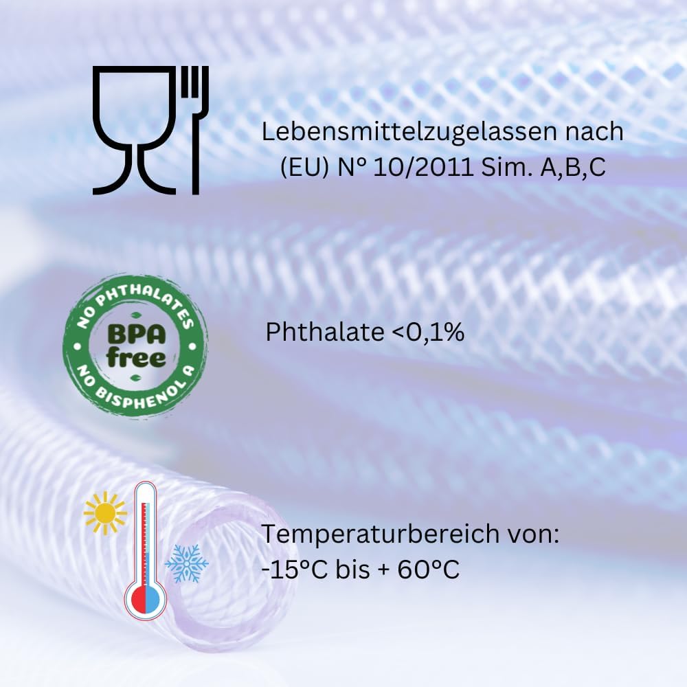 PVC Lebensmittelmehrzweckschlauch, Transparent, Flexibel, für Labor und Lebensmittelbereich, 4-25mm