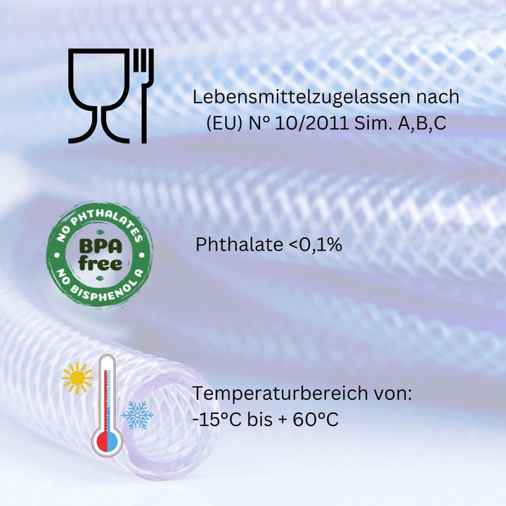 PVC Lebensmittelmehrzweckschlauch, Transparent, Flexibel, für Labor und Lebensmittelbereich, 4-25mm