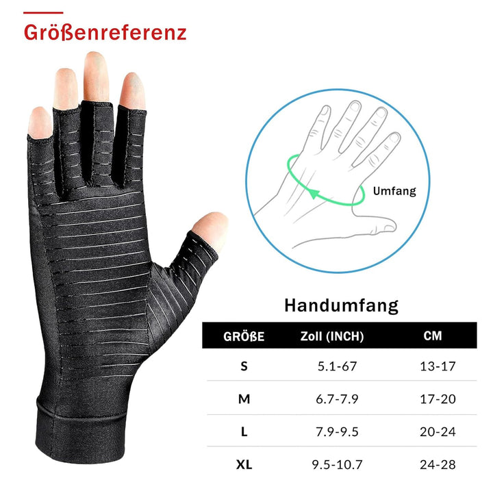 Donfri 2 Paare Kupfer Arthrose Handschuhe Fingerlose Arthritis Kompressionshandschuhe fr Wrme Hnde S