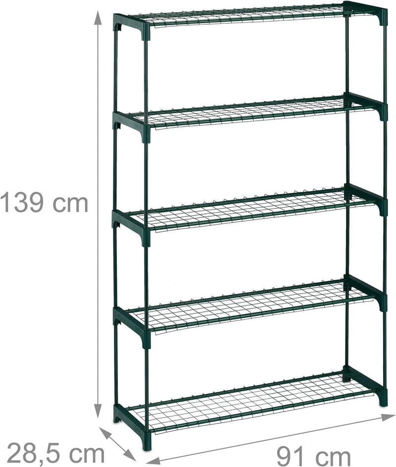 Relaxdays Pflanzenregal, 5 Ablagen, Pflanzenständer Blumen & Kräuter, Metall Blumenständer, HxBxT: 1