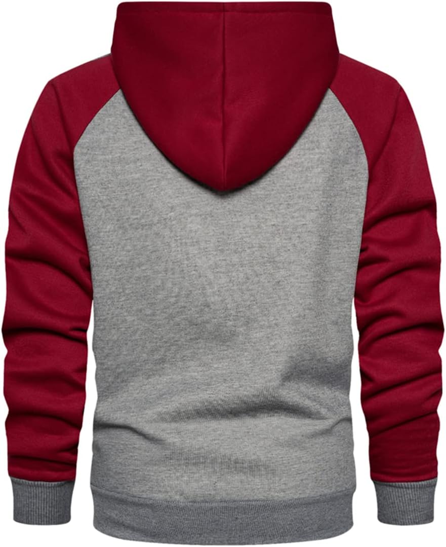 PADOLA Kapuzenpullover Herren Zip Up Hoodie Farbblock Übergangsjacke Langarm Pullover Patschwork Win
