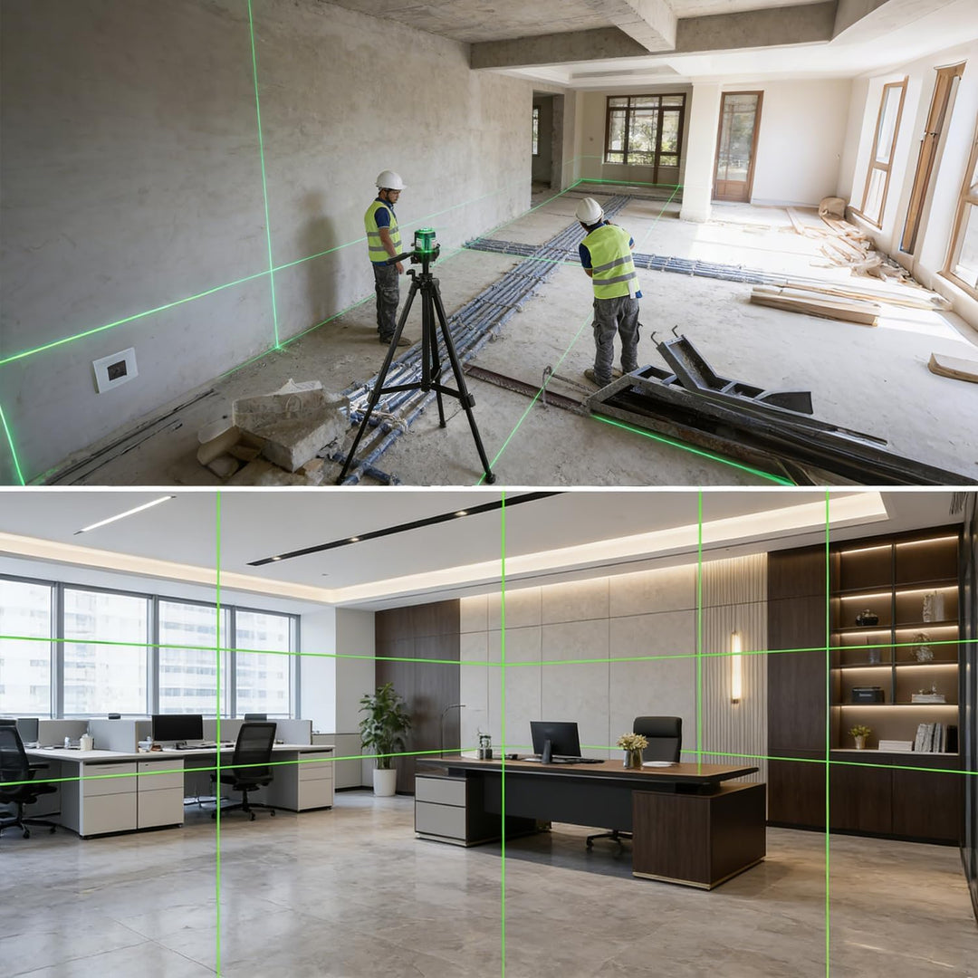 KARZU 16 Linien Kreuzlinienlaser Grün 4x360° – Ultra-stabiles Profi-Gehäuse, Selbstnivellierend, 2x