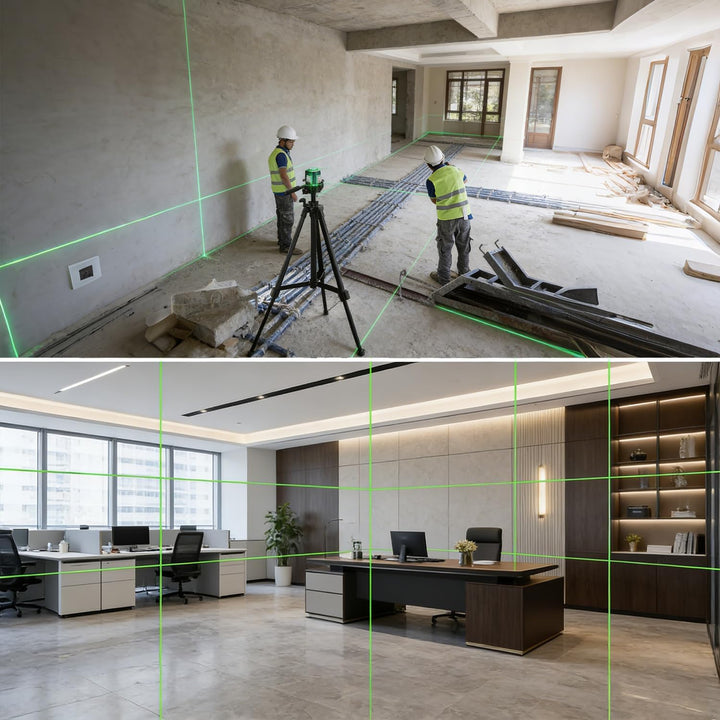 KARZU 16 Linien Kreuzlinienlaser Grün 4x360° – Ultra-stabiles Profi-Gehäuse, Selbstnivellierend, 2x