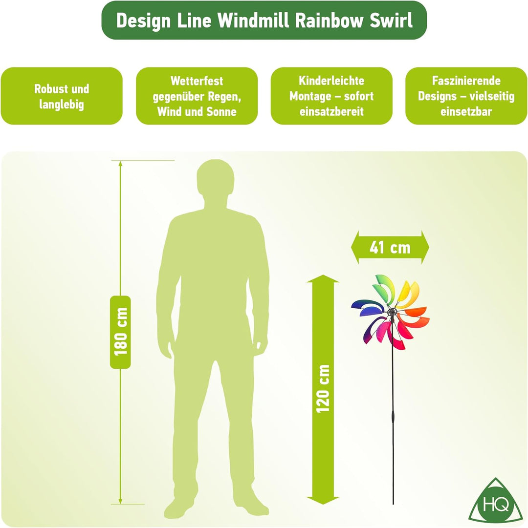 HQ Design Windspiration - Windmill, UV-beständige und wetterfeste Windspiel Deko für Garten, Terrass