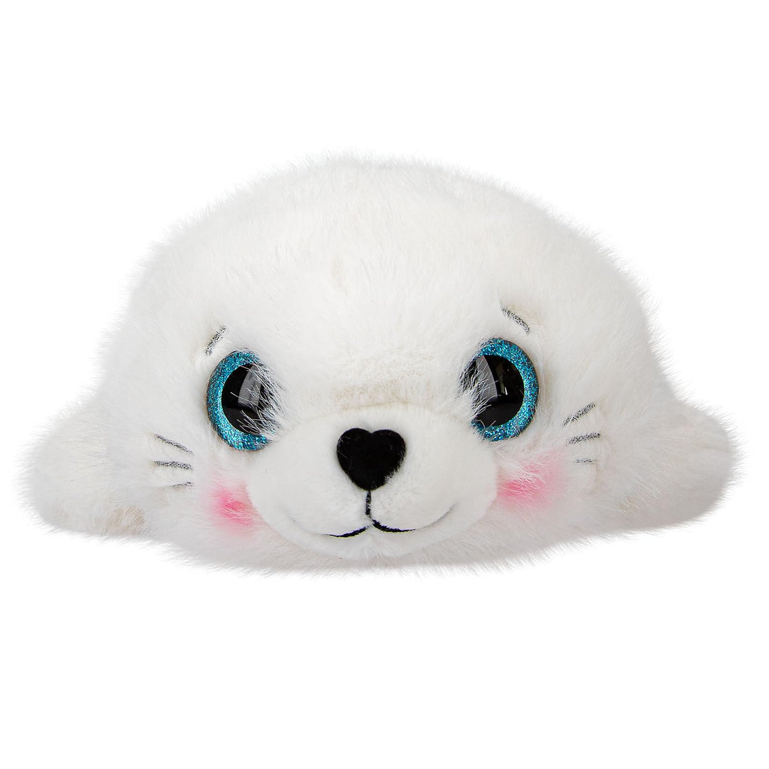 Depesche 13772 Princess Mimi - Kuscheltier Robbe Robby, mit weichem Fell in Weiss und blauen Glitzer