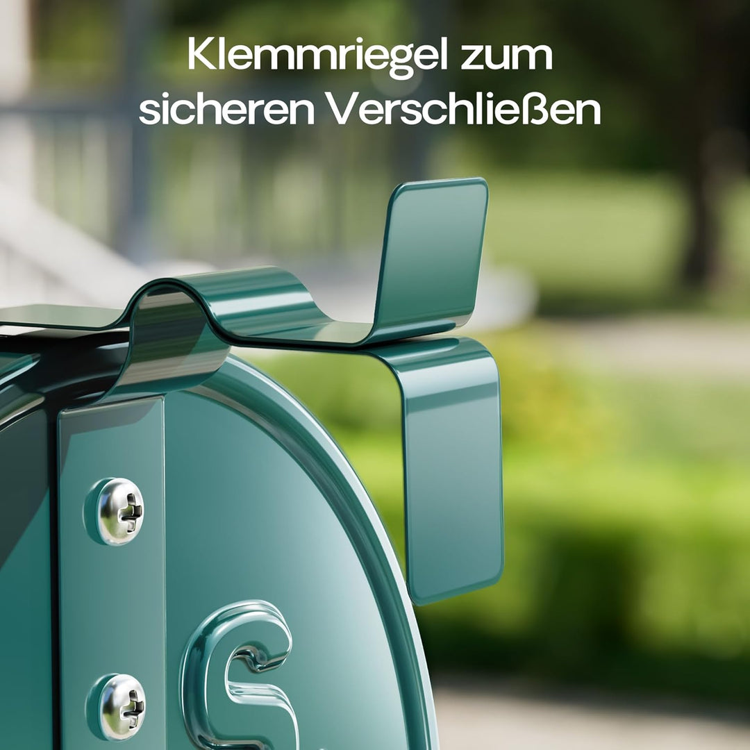 Wiltec US Mailbox grün 150 x 513 x 223 mm, amerikanischer Briefkasten mit Fahne, Wandbriefkasten ode