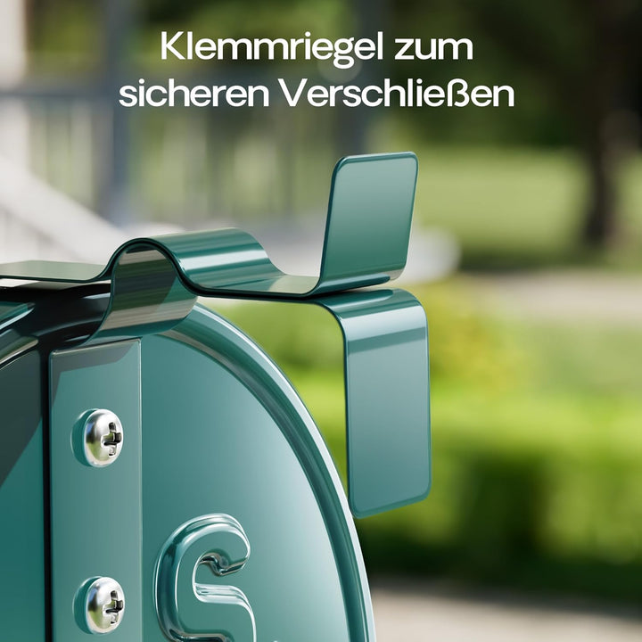 Wiltec US Mailbox grün 150 x 513 x 223 mm, amerikanischer Briefkasten mit Fahne, Wandbriefkasten ode