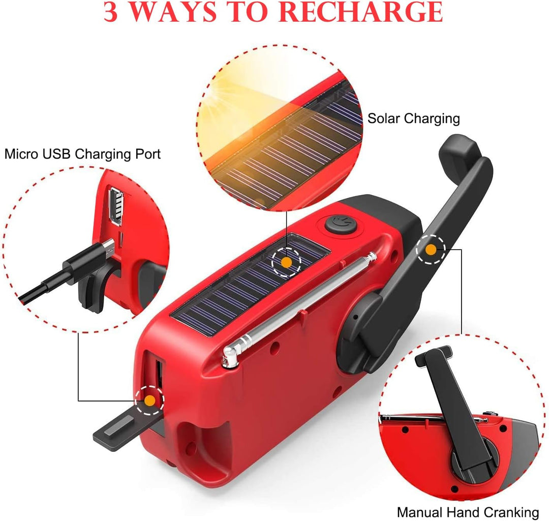 Notfall-Solarradio,Solarbaby Selbstbetriebenes Kurbelradio mit LED-Taschenlampe, SOS-Alarm,AM/FM Wet