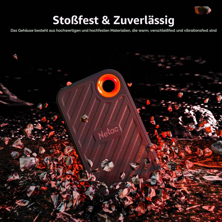 Netac ZX20 Extreme SSD 1TB Portable NVMe SSD USB 3.2 Gen 2x2 Bis zu 2000MB/s Lesen und 1700MB/s Schr