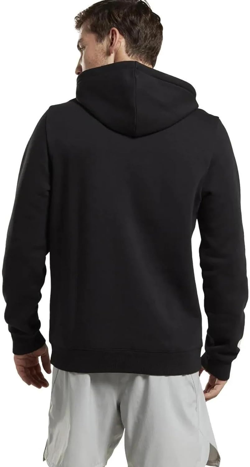 Reebok Herren Logo auf der Linken Brust Kapuzenpullover, L Schwarz