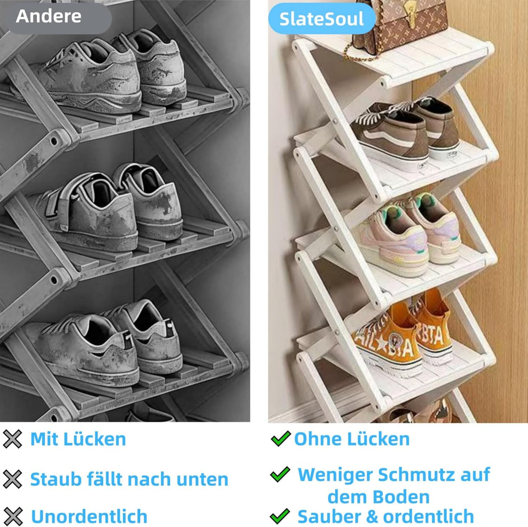 Schuhregal Schmal, Klappbar, Holz,Platzsparend (Weiss, 5 Ebenen) | Schuhregal platzsparend, Multifun
