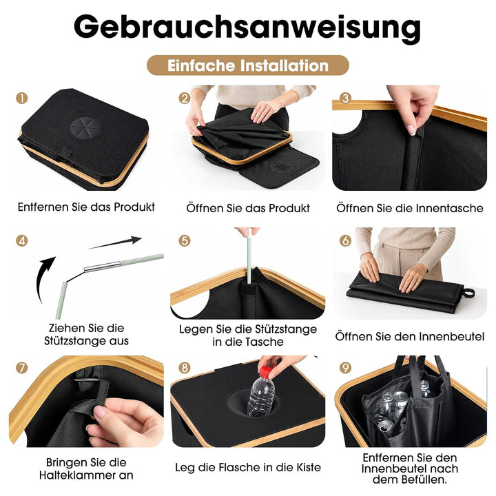 Pfandflaschen Sammelbehälter, 110 L, faltbar, Schwarz, bis 5 kg