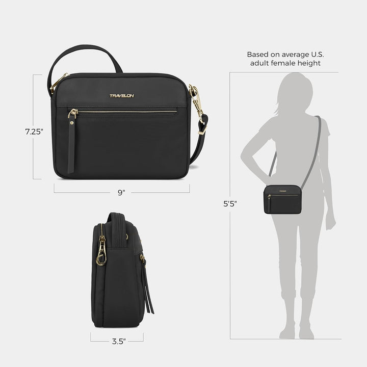 Travelon Unisex Addison Umhängetasche Einheitsgrösse Schwarz, Einheitsgrösse Schwarz