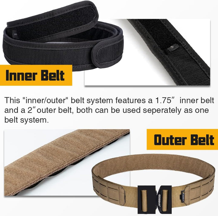 IDOGEAR Taktischer Gürtel Molle 2 Zoll Kampfgürtel mit 1,75 Zoll Innengurt Schnellverschluss Hochlei