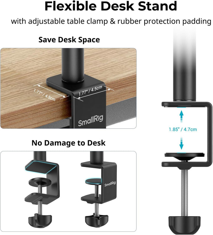 SMALLRIG Kamera-Schreibtischhalterung, C-Ständer, 38,1 cm - 88,9 cm, Verstellbarer Schreibtisch-Stat