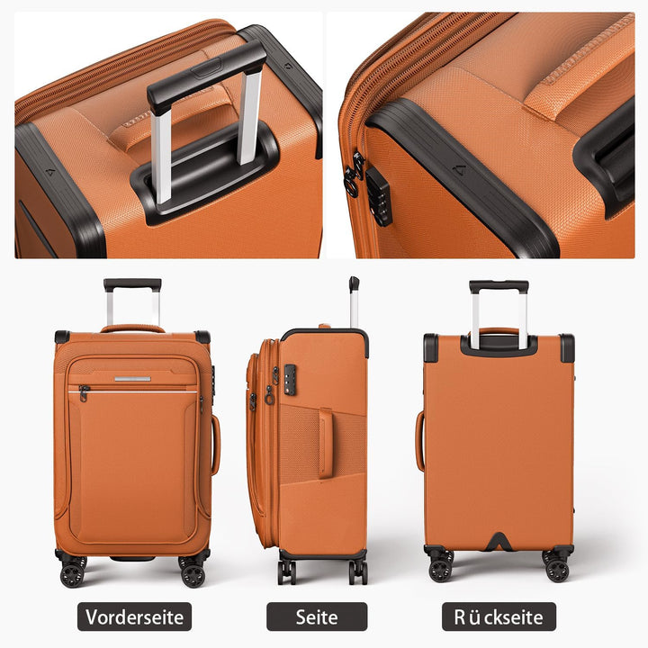 ABISTAB Verage Toledo III | MEDIUM Weichschalen Koffer 68cm Orange mit 4 Doppelrollen & TSA-Schloss