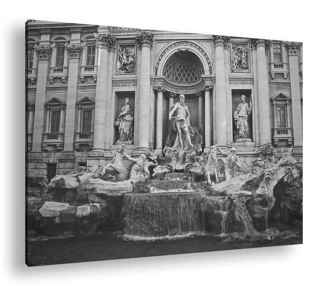 deyoli Trevi Brunnen in Rom Format: 100x70 Effekt: Schwarz&Weiss als Leinwandbild, Motiv fertig gera