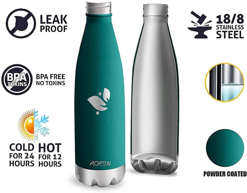 AORIN Vakuum-Isolierte Trinkflasche - 350ml/500ml/750ml - Wasserflasche BPA-Frei,24 H Kühlen & 12 H