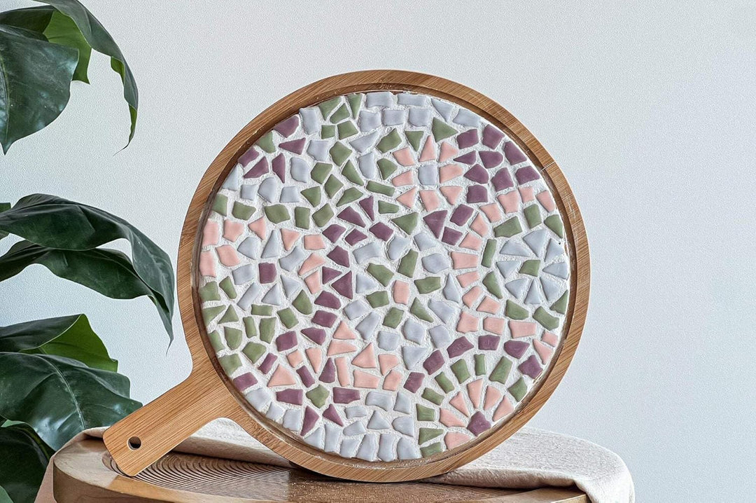 Little Creations mosaik Servierbrett Rund | DIY Bastelset Erwachsene | Gestalte deine eigene Servier