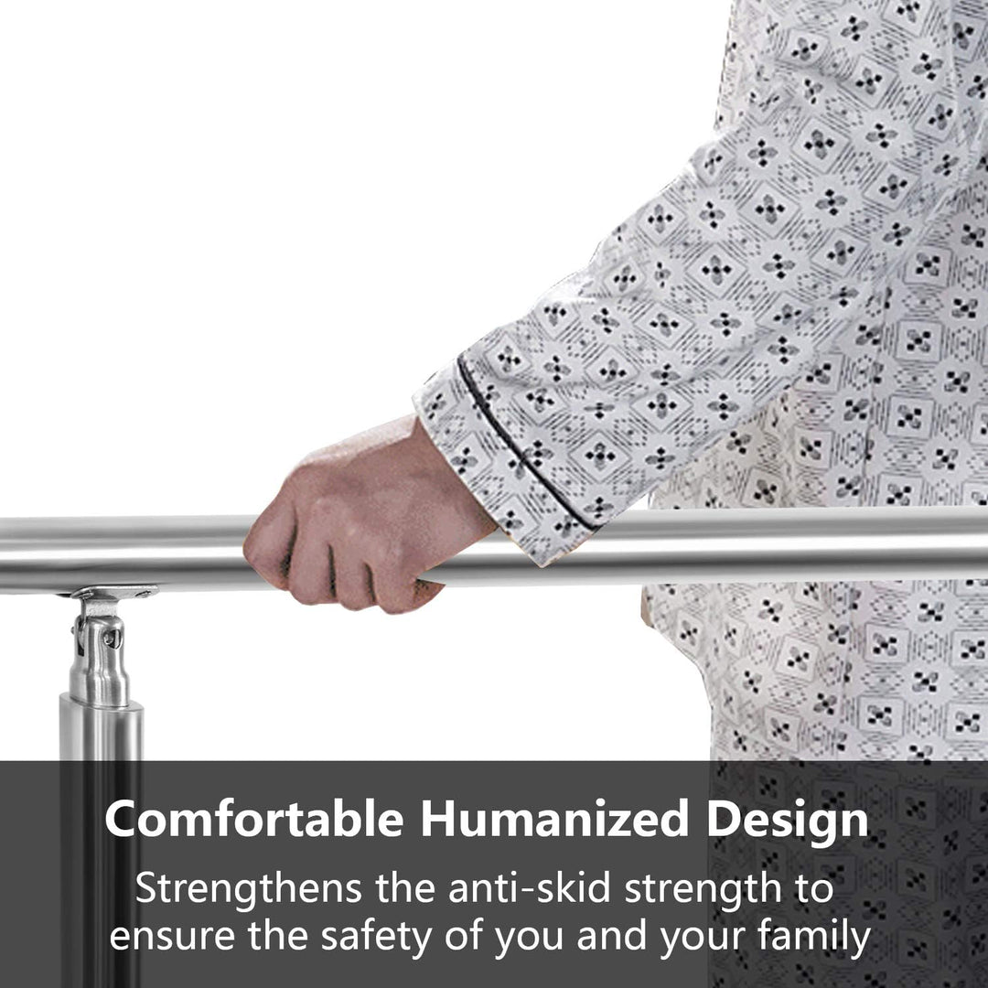 SWANEW Handlauf Edelstahl,Treppengeländer innen & aussen, 80 cm, Ø 42mm,mit 2 Querstreben für den Ga