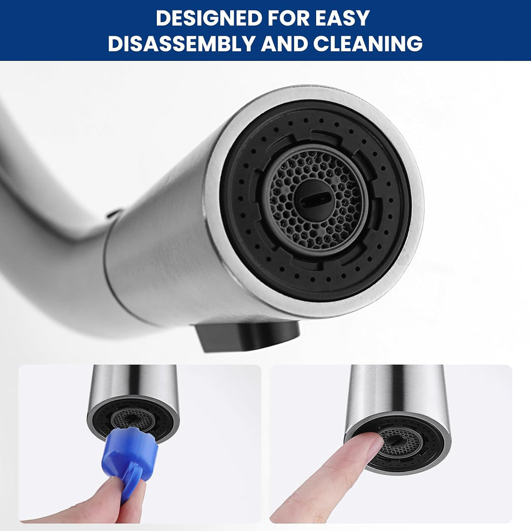 CECIPA Wasserhahn Küche, Küchenarmatur mit Brause Ausziehbar, Mischbatterie Küche mit 3 Strahlarten,
